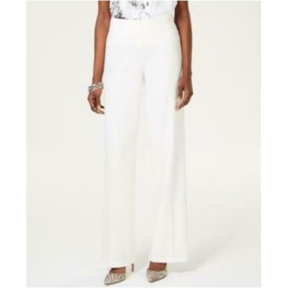 Wide-Leg Crêpe Side Zip High Waist Pants - Picture 1 of 3